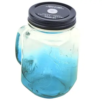 

New Fashionable Vintage Mason Glass Drinking Jar Bottles Cup 500ML/17oz, Blue