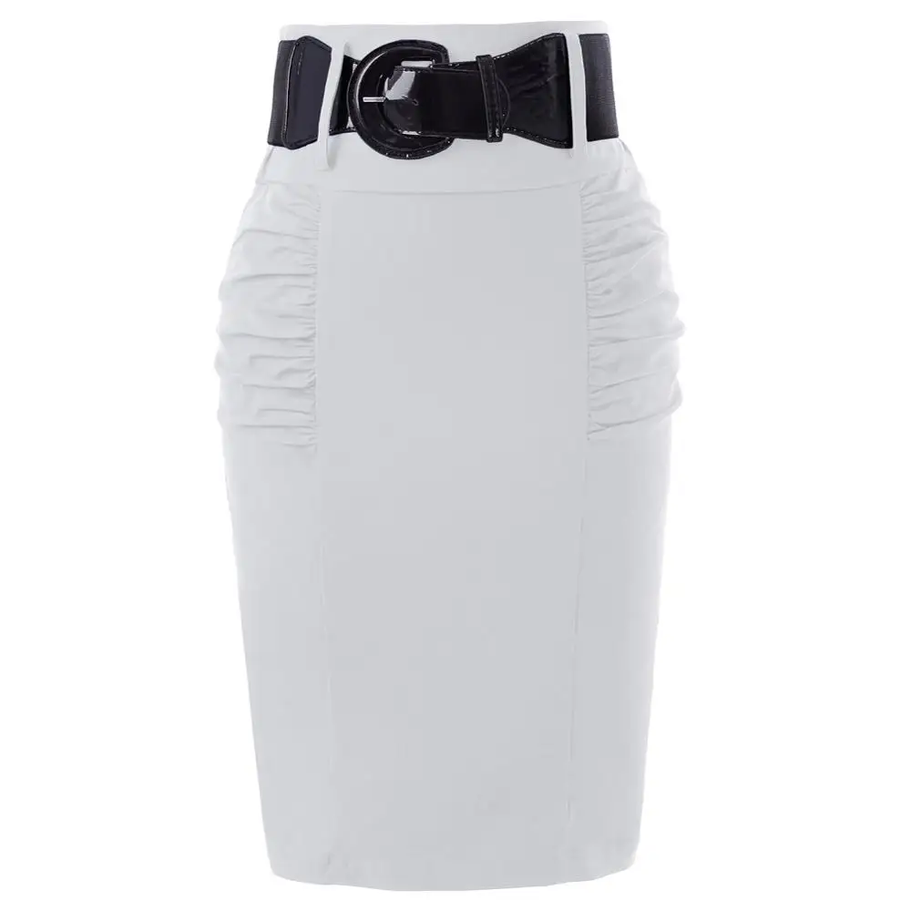 Belle Poque черная облегающая юбка Офисная Женская одежда Женская повседневная сексуальная юбка с высокой талией Элегантная Плотная юбка в форме русалки юбка - Цвет: White