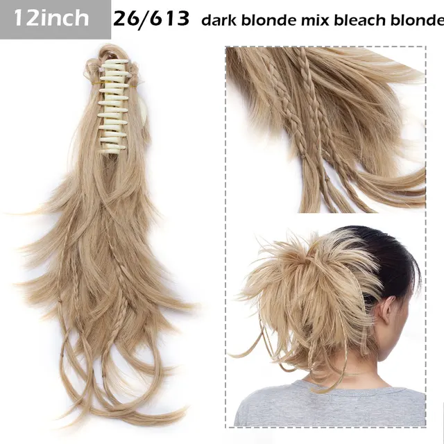 S-noilite Syntheitc Big Grab Ponytail Hair Extension Claw Clip In Ponytail Extension Hair Fake Hairpiece For Women Daily Party 12-1337