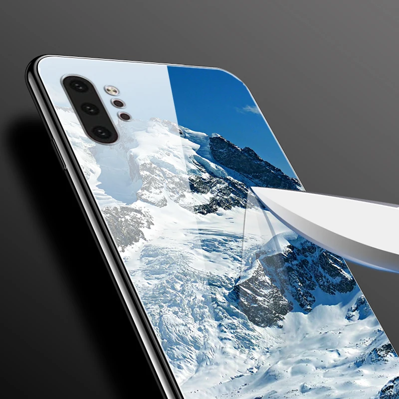 Для samsung Galaxy Note 10 Plus чехол с милым рисунком, стеклянная задняя крышка, твердый чехол для samsung Note 10 чехол для Note10 мягкий бампер, Note10+ Pro