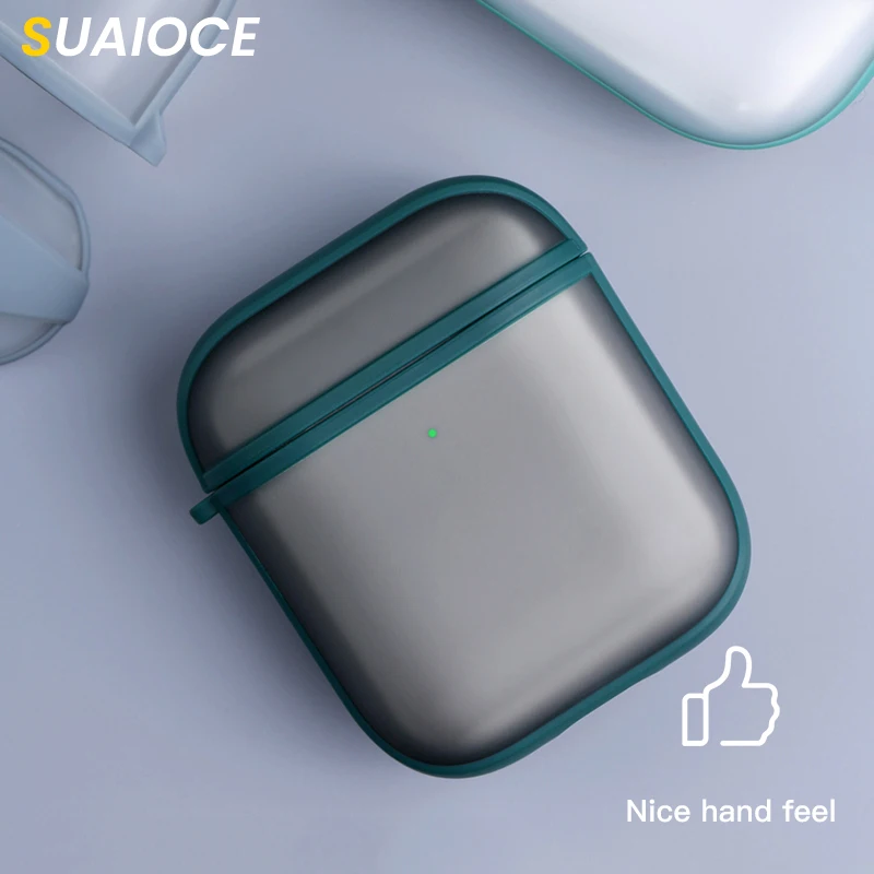 

SUAIOCE Earphone Case For Airpods 1 2 Matte Surface Protective Headphone Case For Airpods Shockproof Cover Bluetooth Wireless