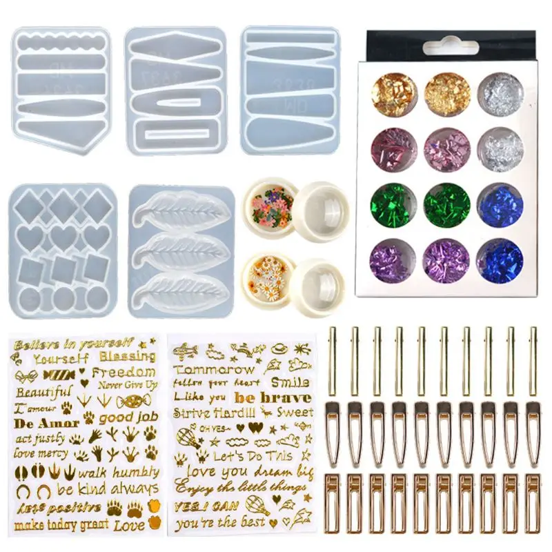 

1 Set Resin Crystal Epoxy Hair Clip Mold Jewelry Hairpin Casting Silicone Mould 83XF