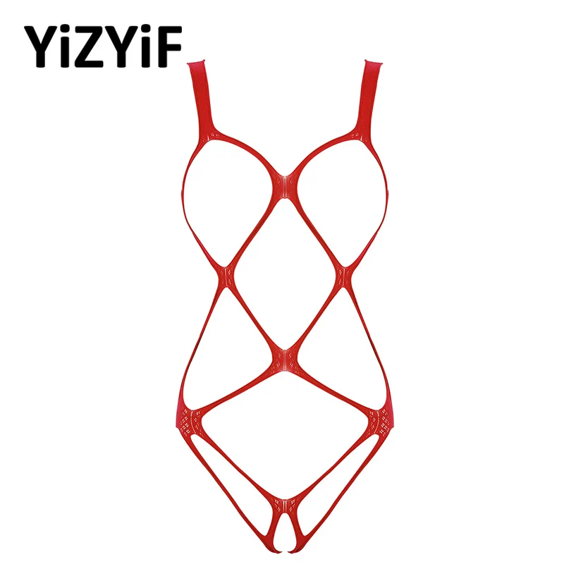 

Sexy Lingerie Womens Bodysuit Mankini One-piece Erotic Hollow Out Fishnet Bodystockings See-through Stretchy Bodysuits Nightwear