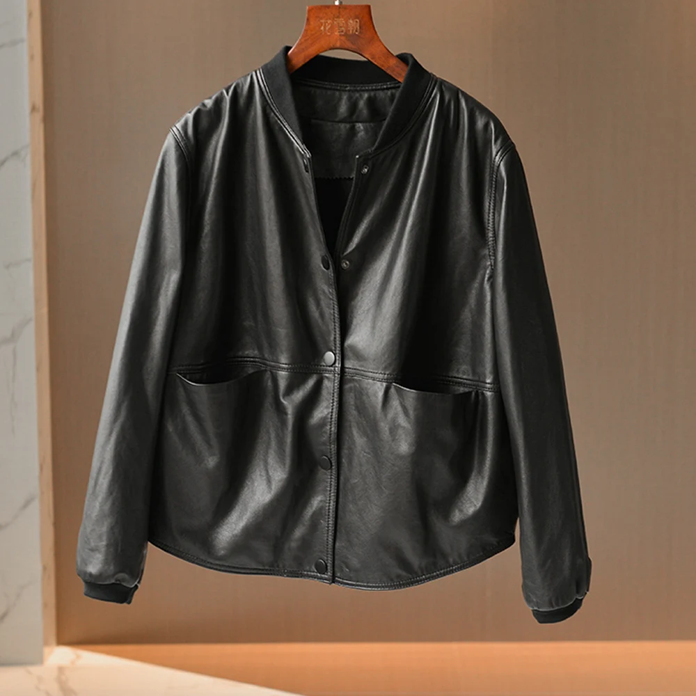 Большие размеры кожаная куртка женская Большая большая куртка-бомбер Осенняя Женская негабаритная Байкерская женская верхняя одежда короткая одежда