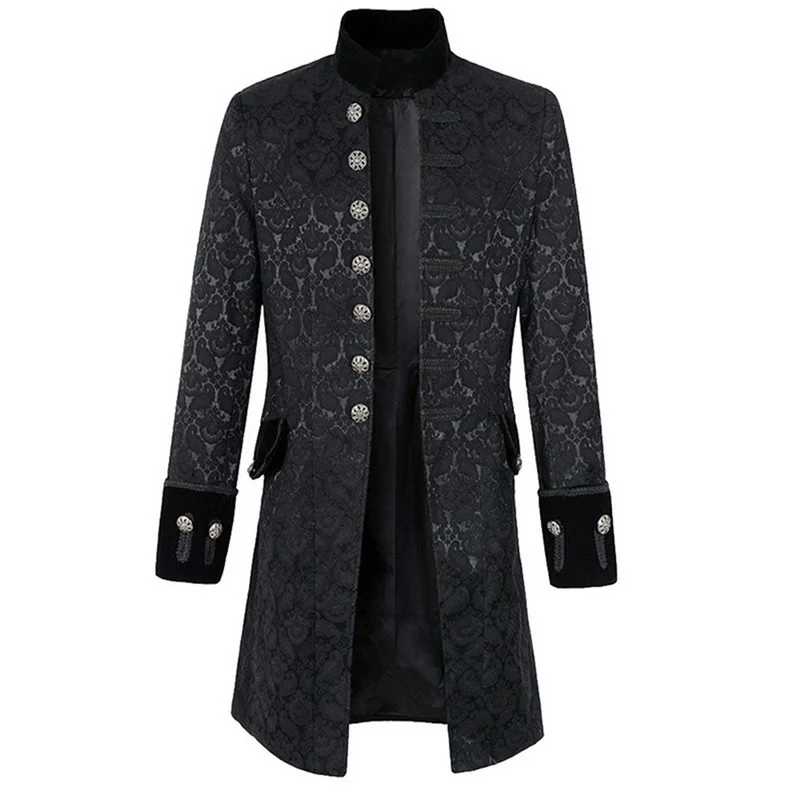 Litthing нежный Для мужчин пальто мода стимпанк Винтаж пиджак-фрак готический, викторианской эпохи сюртук Для мужчин, униформеный костюм - Цвет: black