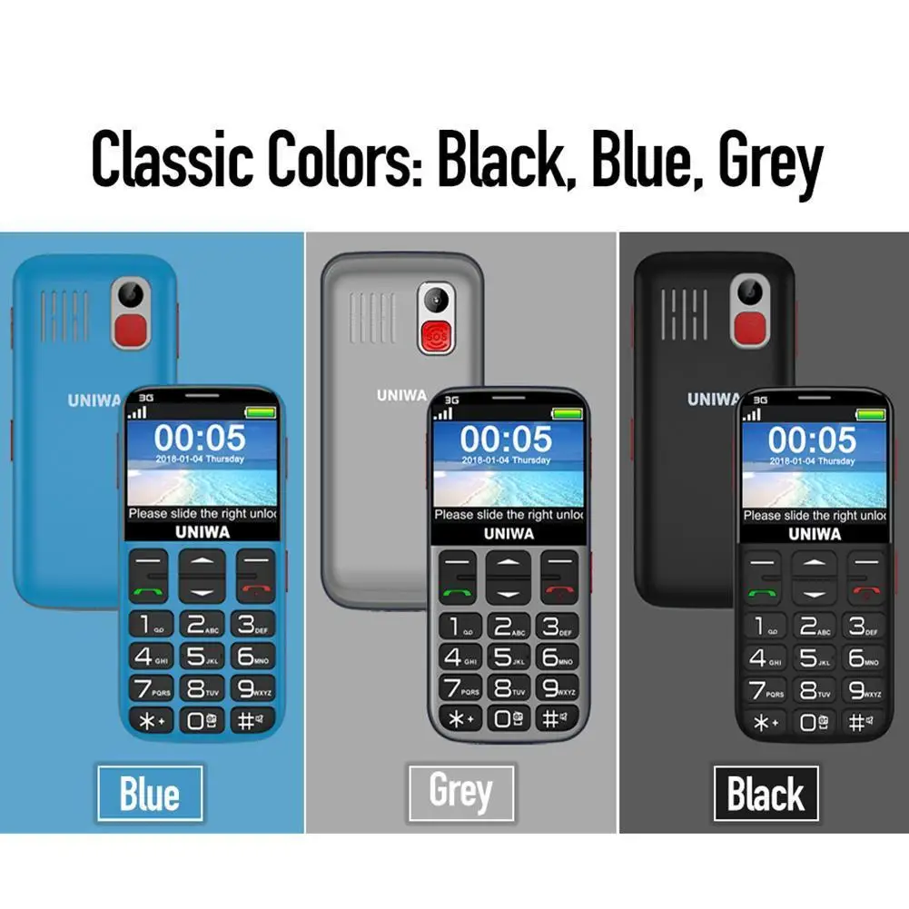 

V808G Strong Torch Push-Button Loud Cellphone Big SOS English Russian 10 Keyboard 3G Standby WCDMA 3G Days Senior Mobile V1M5