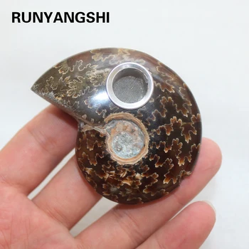 

Runyangshi 1pc Natural quartz Crystal Spotted snail Conch fossils Smoking Pipe for Healthy
