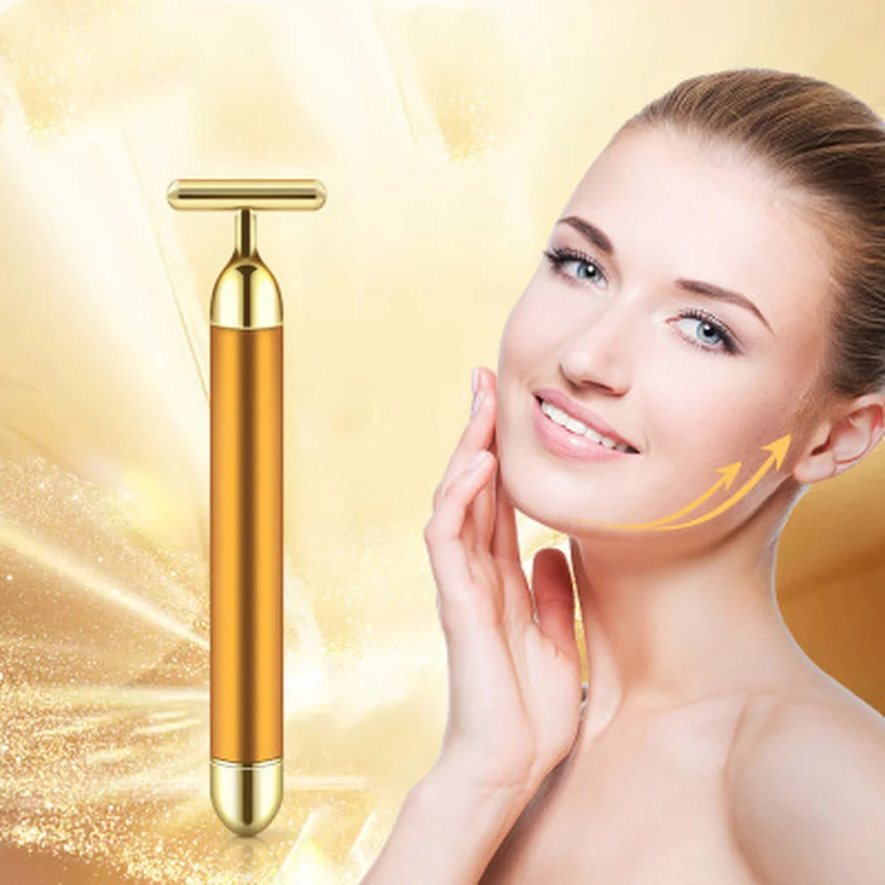 

24K gold rod beauty beauty bar thin face vibration massage instrument facial massage T-type face electric import instrument