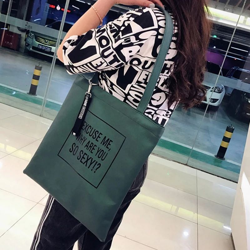 Новая женская модная вместительная повседневная хозяйственная сумка с буквенным принтом, женская сумка через плечо, Эко сумка