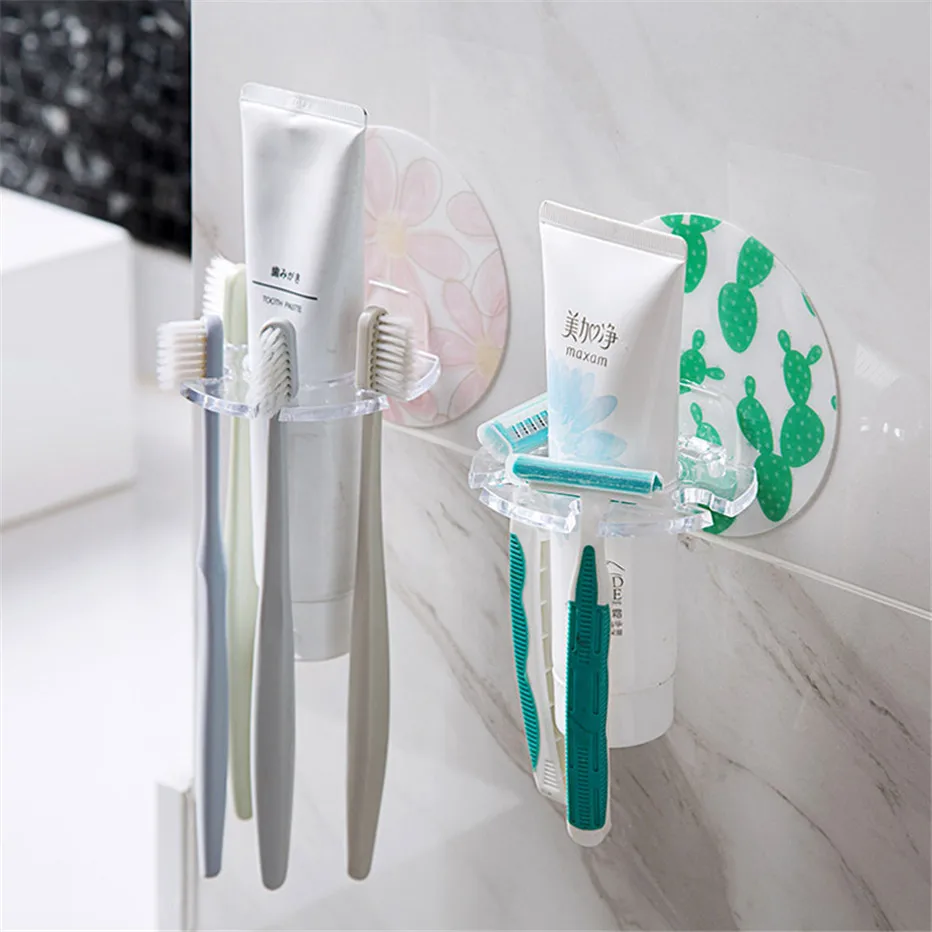 Plastic Toothbrush Holder Toothpaste Storage Rack Shaver Tooth Brush Dispenser Bathroom Organizer Accessories Tools1