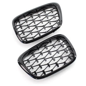 

2 Piece Gloss Black / Silver Meteors Kidney Front Grille Auto Racing Grille for BMW 5 Series E39 New 1999-2003 Racing Grills