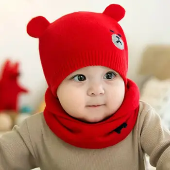 

New Winter Toddler Baby Kids Warm Hat Girls Boys Scarf+Beanie Hats Cap 2pcs set