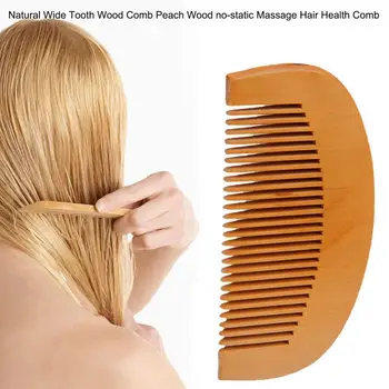 

Convenient to Carry Natural Wide Tooth Wood Comb Peach Wood no-static Massage Hair Health Mahogany Comb