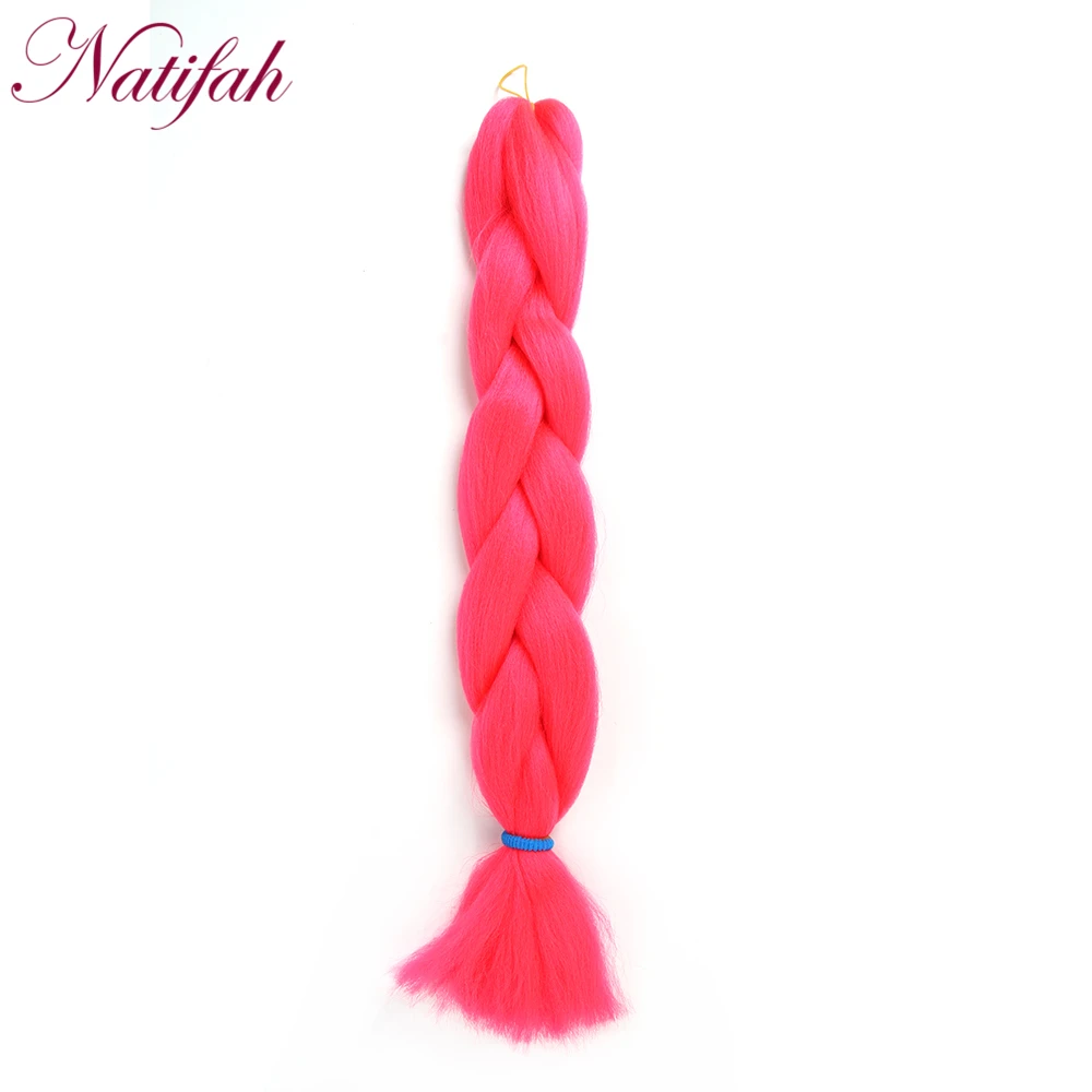 Pink Natifah огромные синтетические волосы для наращивания 24 дюйма, вязанные крючком косички 100 г/шт - Цвет: Pink