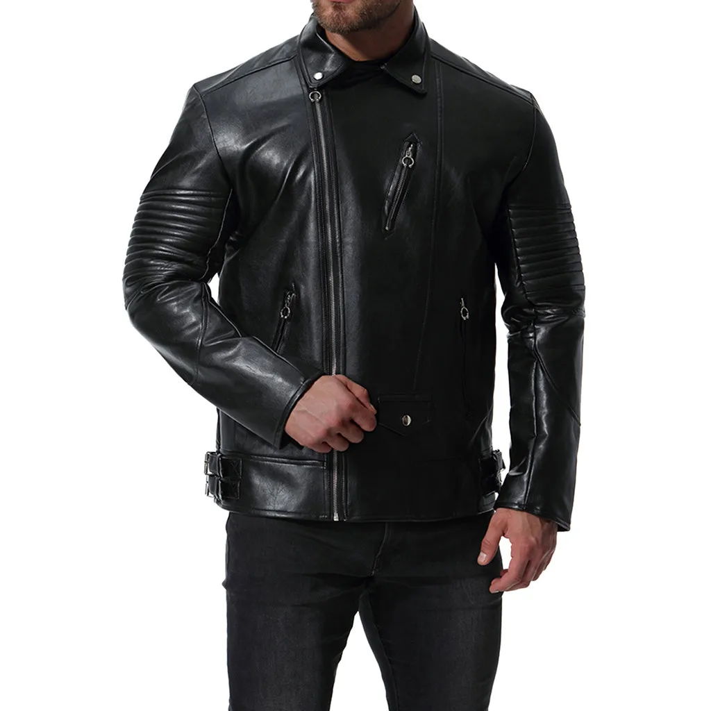 

Nice Leather Jacket Men Fleece Liner Warm Motorcycle PU Jacket Male Outwear Windbreaker Jaqueta De Couro Black Mens Fur Coat