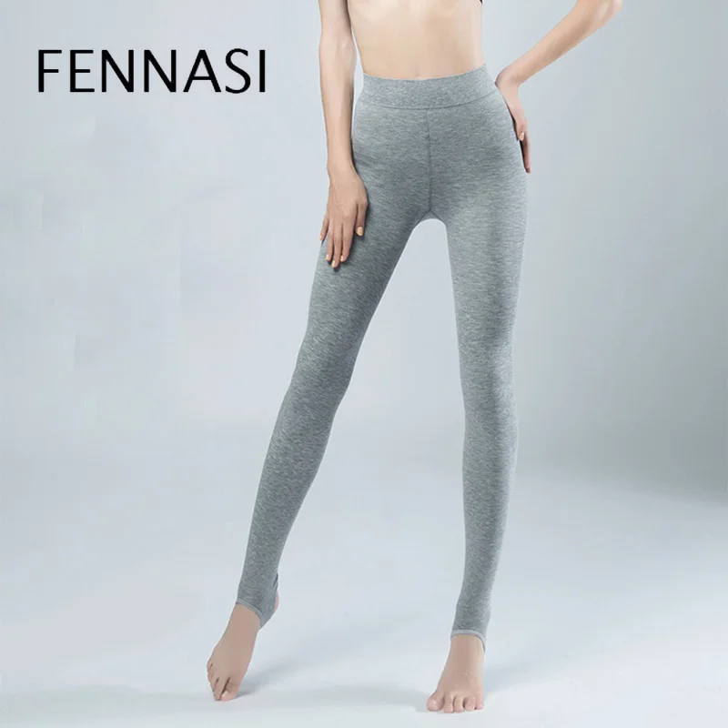 FENNASI, Осень-зима, женские плотные теплые леггинсы, черные, хлопковые, с высокой талией, эластичные штаны, топтать ноги, леггинсы для женщин