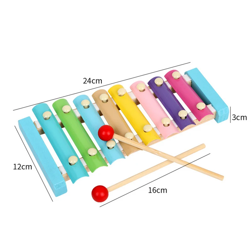 Children Music Instrument Toy Wooden Frame Style Xylophone 8 Scale Kids Musical Toy Macaron Multicolor Baby Educational Toy Gift