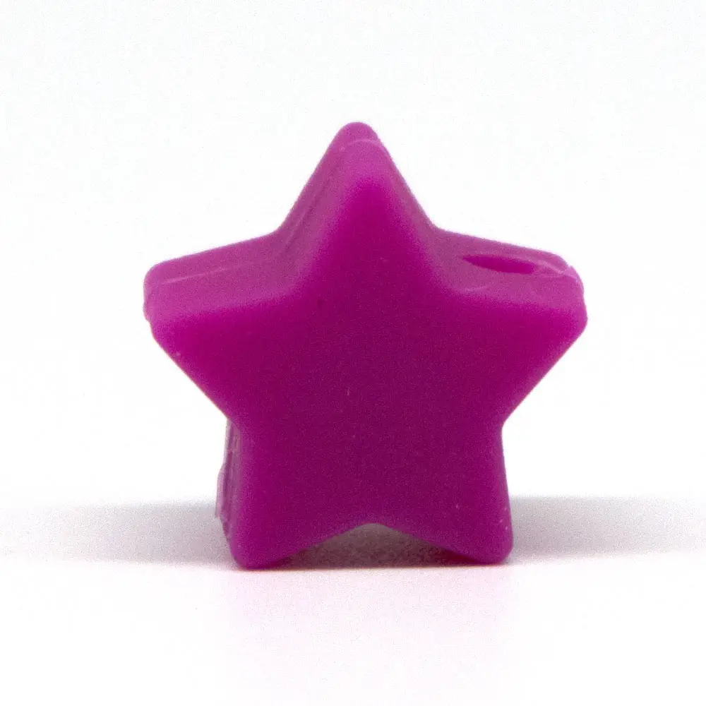 Fushia Stars 20 шт Мини-корона, звезды, силиконовые бусины, сердце, сделай сам, браслет, силиконовые коралловые бусины для изготовления ювелирных изделий, BPA Free Perle, детские товары - Цвет: Fushia Stars