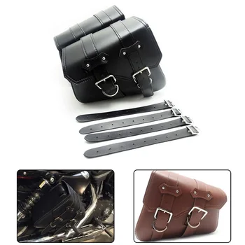 

New Universal 1 Pair Motorcycle Saddlebag Saddle bag Motorbike PU Leather Front Rear Fork Tool Bag Luggage Suitcase Seat Bag