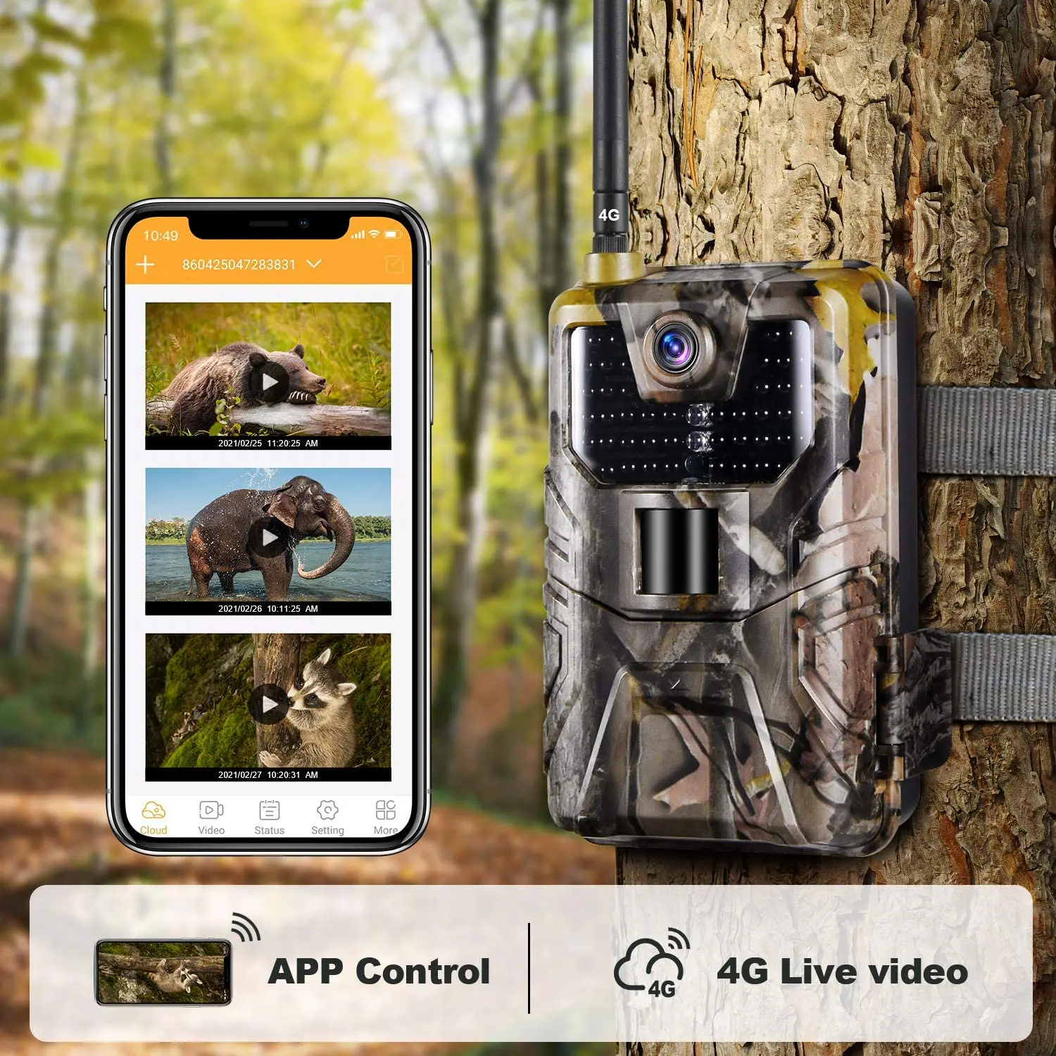 Hunting Trail Camera APP Live Broadcast Trail Camera Cloud Service 4G 4K Cellular Mobile Wildlife Hunting Cameras 30MP Wireless HC900PRO Surveillance