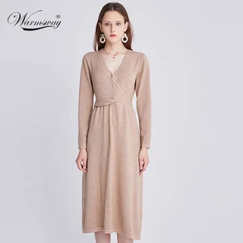 

Summer Pregnancy Dresses Nursing Breastfeeding Dress Long Sleeve Loose Wrap Maternity Knitted Dress With Button Women CY-072