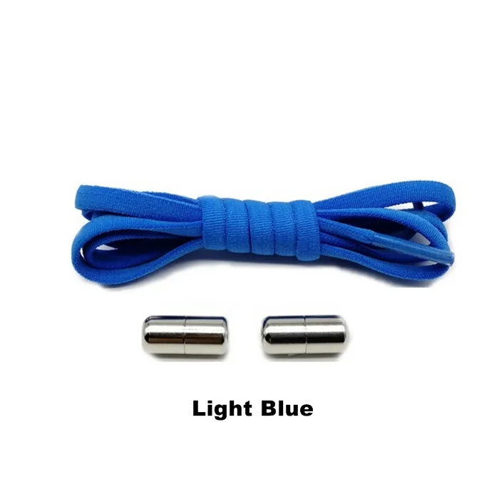 B-Light blue 1 пара шнурки без завязок эластичные запирающиеся круглые шнурки быстрые ленивые шнурки 22 цвета - Цвет: B-Light blue