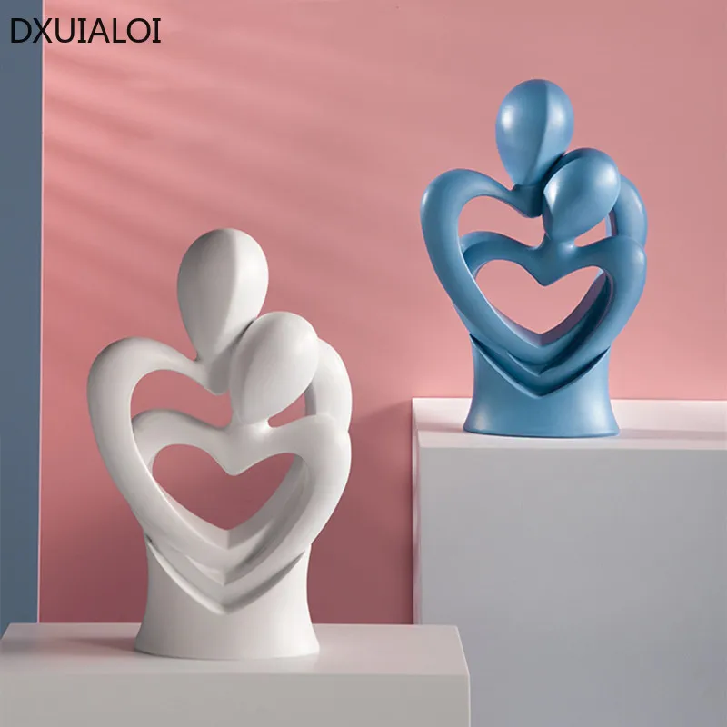 Tanio DXUIALOI kreatywne abstrakcyjne postacie para wystrój rzemiosło żywiczne biuro geometryczne Hollow sklep