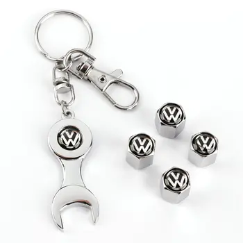 

4pcs Car Wheel Air Cap Tire Valve Dust Cap Lug Stem Styling Logo w/Kit Chain For VW Volkswagen Scirocco Jetta Golf Passat Tiguan