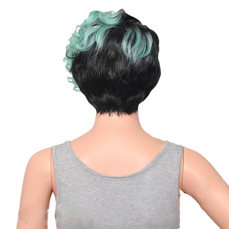 HAIRJOY женский специальный смешанный цвет боковая часть короткий кудрявый синтетический парик для волос