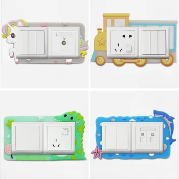 

Double switch protective cover Cartoon luminous switch stickers wall sticker Living room socket decoration cover wholesale
