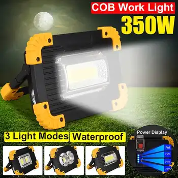 

350W COB Spotlight Portable Super Bright Led Work Light USB Rechargeable for Outdoor Garden Camping Lamp Flashlight