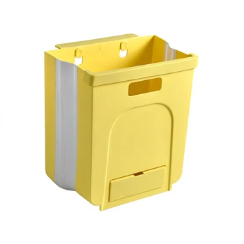 

Folding Waste Bin Trash Can Large Capacity PP Solid Home Easy Install Thickened Kitchen Cabinet Bathroom Office Wall Mounted