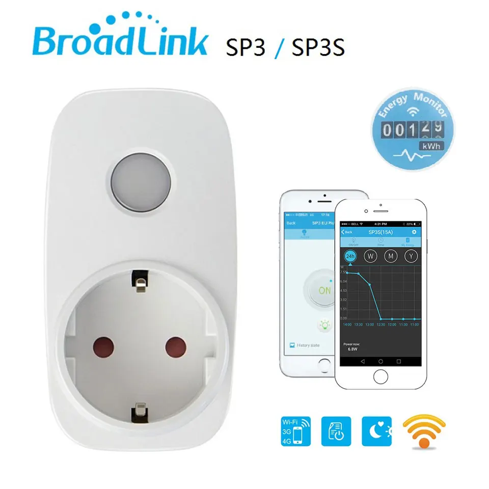 Штепсельная Вилка Broadlink SP3 SP3S с таймером Евророзетка монитором энергии