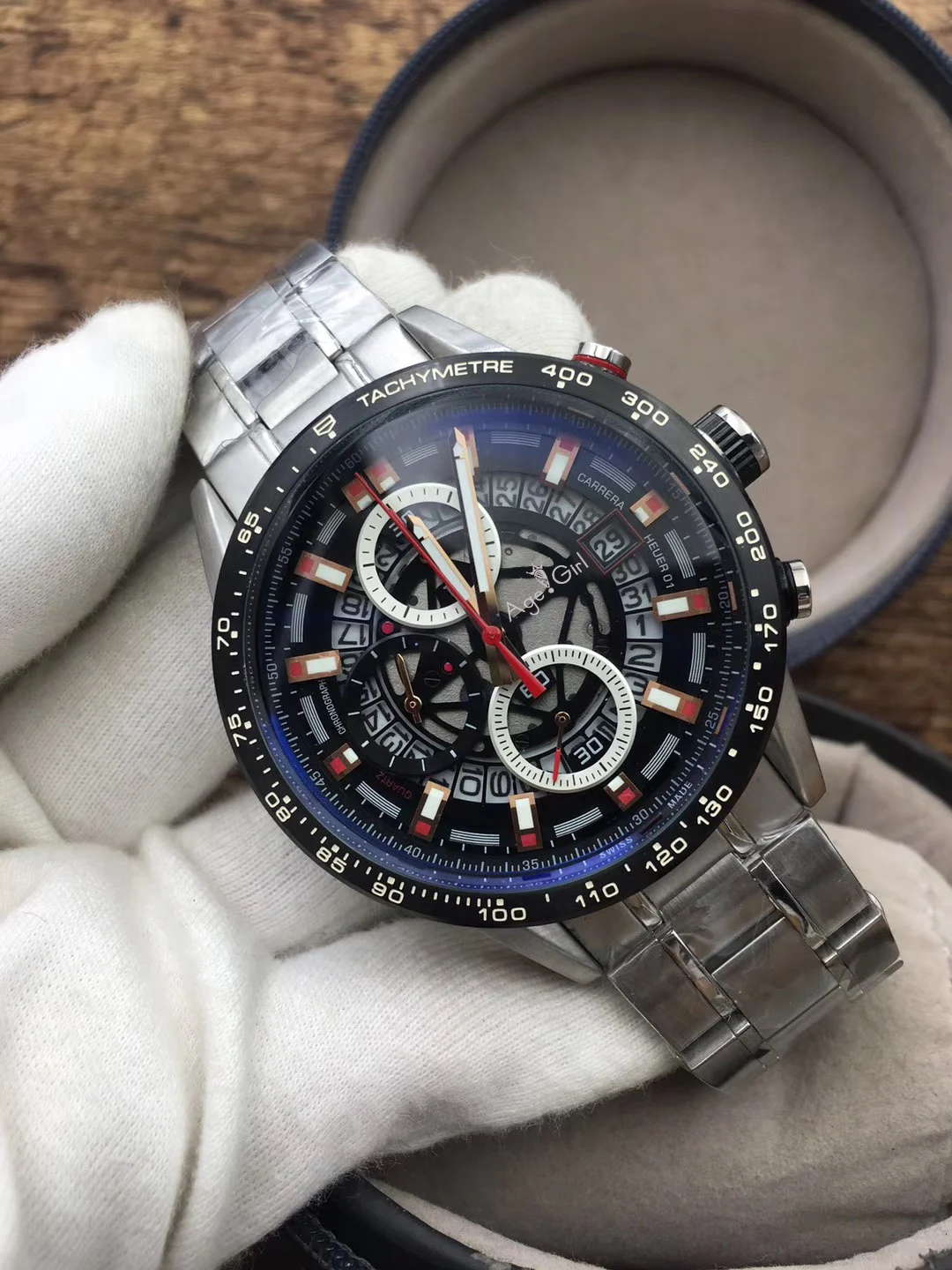 

Luxury Brand New Silver Stainless Steel Calendar Men Watches Chronograph Stopwatch Sport Black Coffee Skeleton Casual Watch AAA+