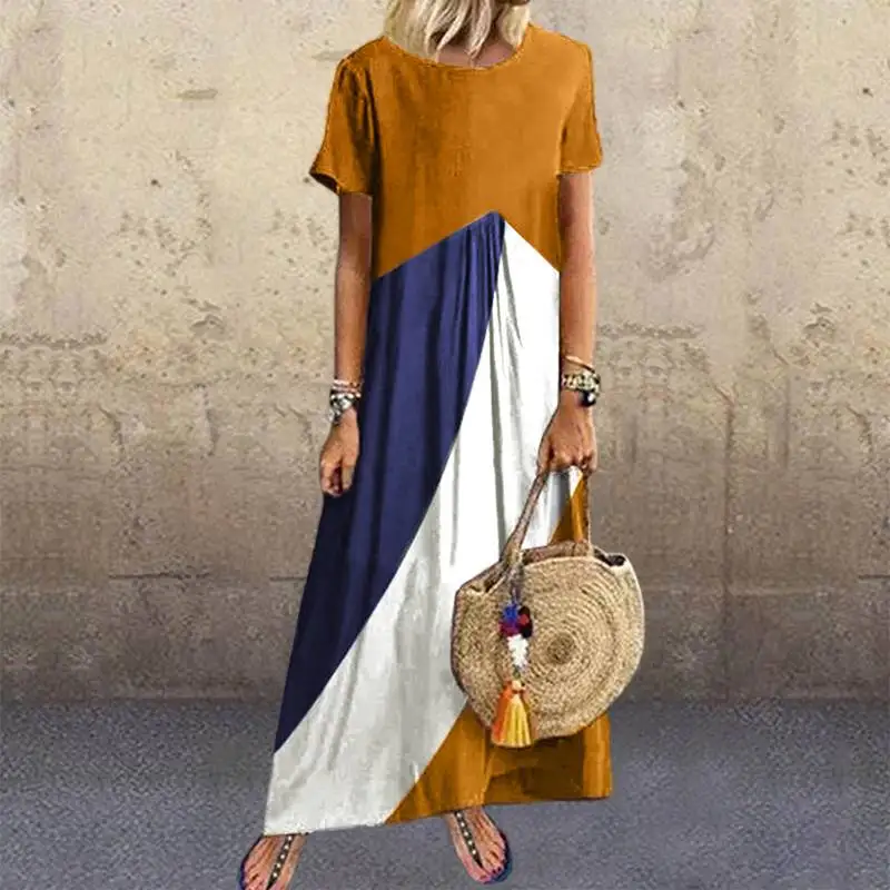 VONDA, женское платье, Ретро стиль, пэчворк, принт, богемное платье, женское, повседневное Свободное платье,, летний сарафан, вечерние платья размера плюс
