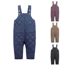 Autumn Winter Baby Boy Girl Suspender Pants Children Cotton Solid Pattern Cotton Pants Overalls Trousers