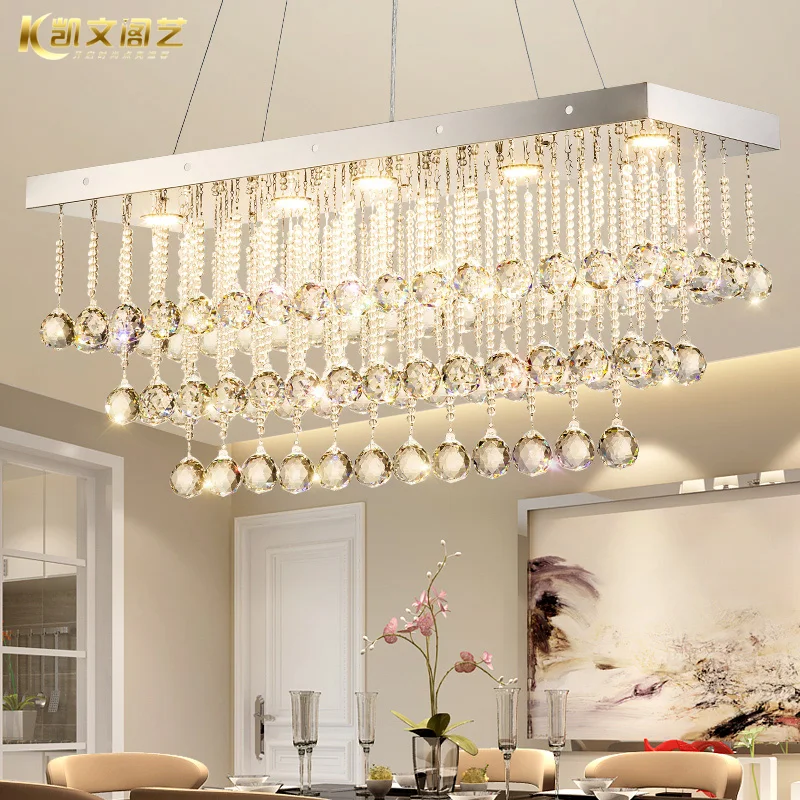 

Restaurant light crystal chandelier rectangular crystal lamp LED living room multi-layer simple bar table lamp crystal lamp