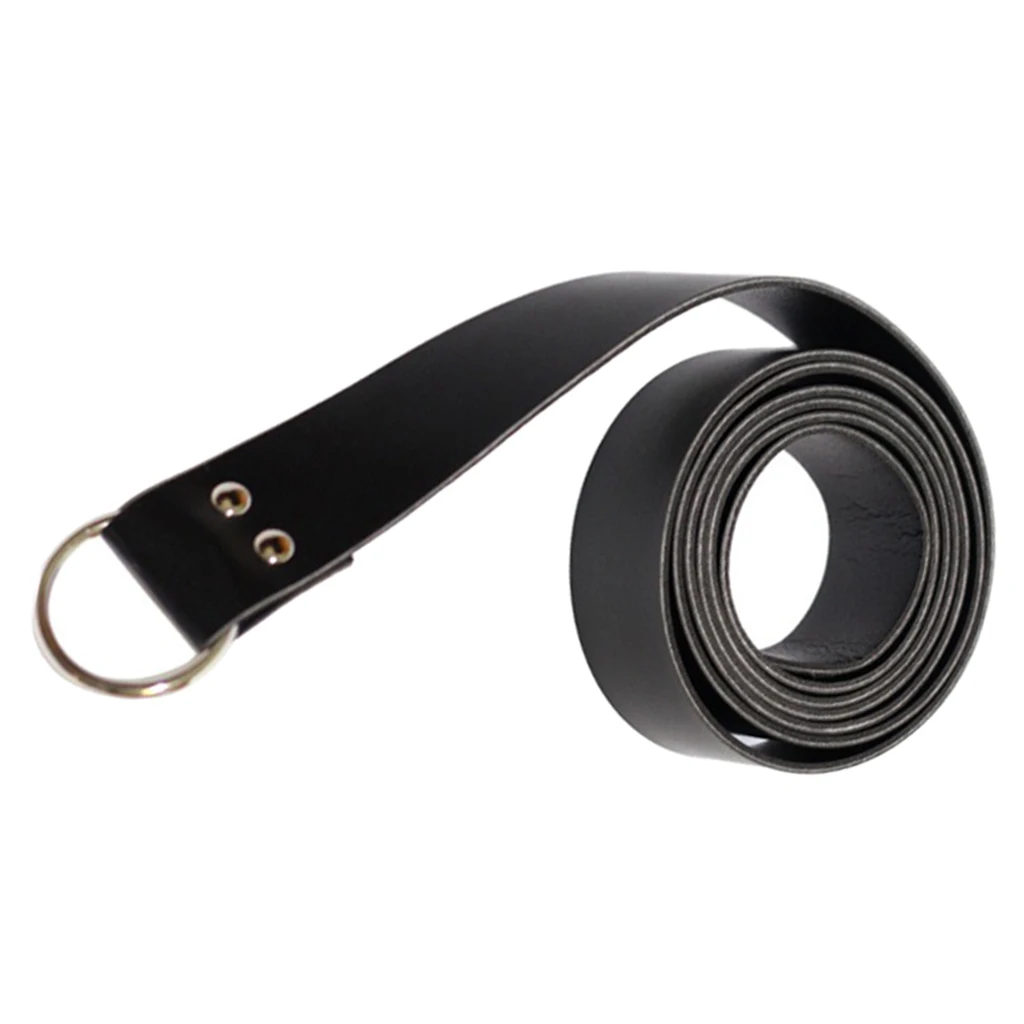 Knight Steel Ring Buckle Leather Waistband Belt for Mens Party Costume 185cm