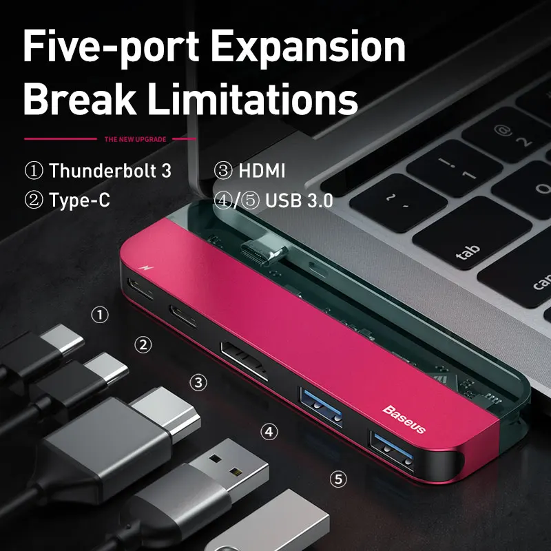 Baseus USB C концентратор для Multi Touch HDMI 3 0 usb хаб ноутбуков MacBook адаптер Аксессуары Pro