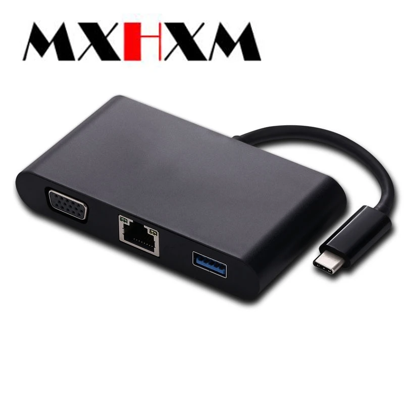 Тип с разъемами типа c и vga+ rj45 Gigabit Порты и разъёмы+ usb3.0+ аудио+ pd зарядки 5-в-1 видео адаптер