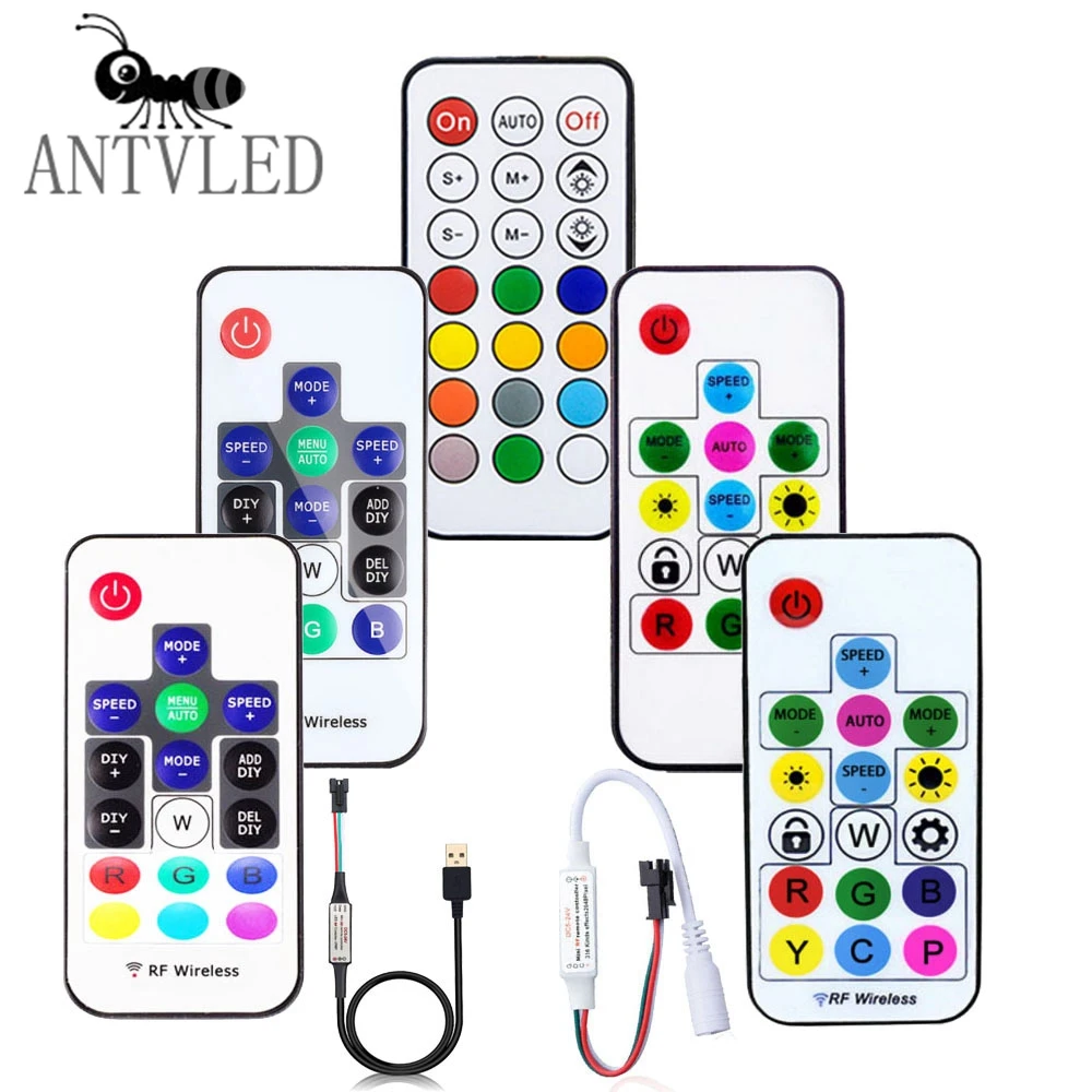 

WS2812B WS2811 1903 LED Pixel Strip Light Controller MINI USB/DC 3Keys RF 14/17/21Keys With Remote Controller DC5-24V