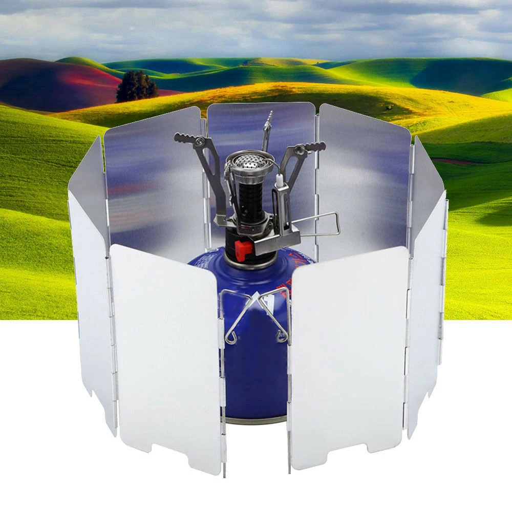 8 Plates Wind Shield Screens Foldable Outdoor Camping Cooking Cooker Gas Stove Windshield Screen Supplies | Спорт и развлечения