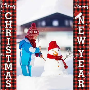 

1 Pair Christmas Couplet Banner Porch Sign Christmas Door Family Party Curtain Pull Flag Christmas Home Hanging Ornament
