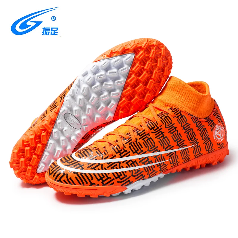 ZHENZU Men Boys Kids TF Football Shoes Soccer Cleats Soccer Boots Children Training Football Boots 28-35 Chaussure De Foot - Цвет: Оранжевый
