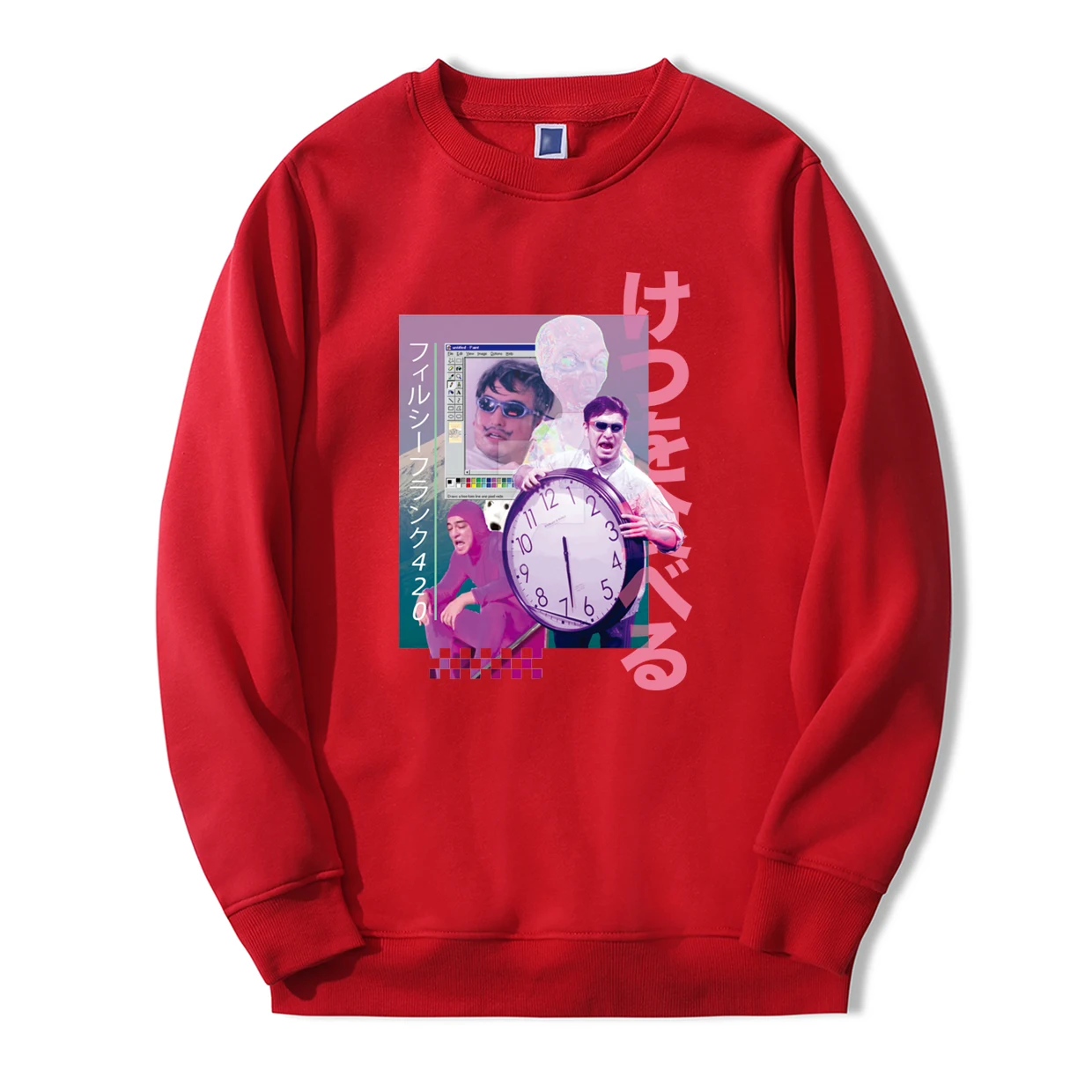 Мода Vaporwave стиль толстовки для мужчин Весна Зима мужская Толстовка флисовый спортивный костюм Зима Теплый хип-хоп Повседневный пуловер