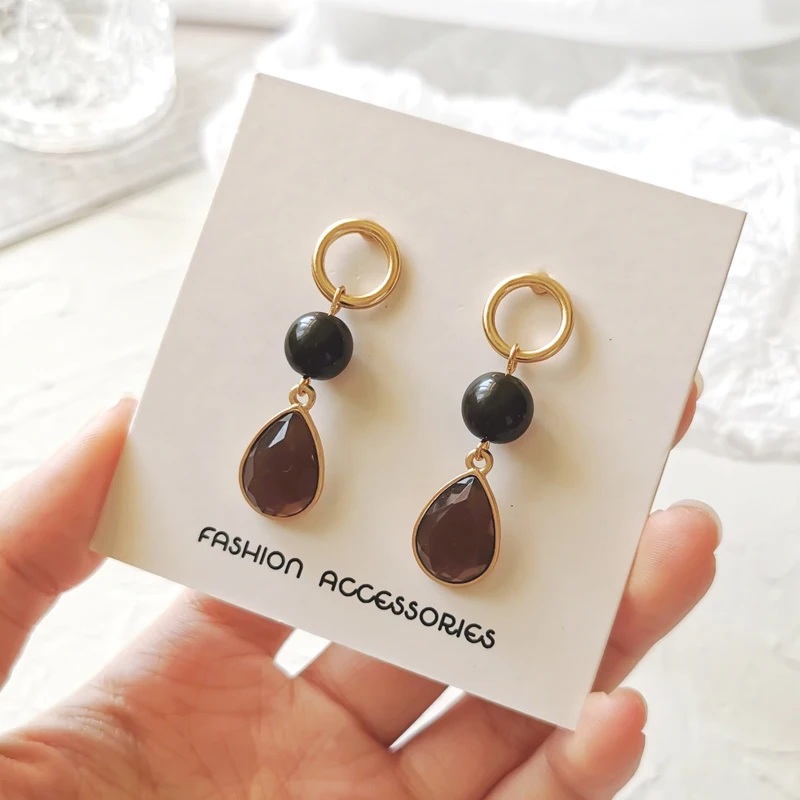 

Vintage Joker geometric circular long earrings temperament metal resin Korea earrings Classic tassel earrings for women jewelry