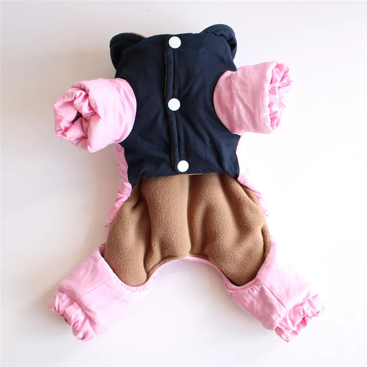 Новинка; одежда для домашних животных; сезон осень-зима; цвет розовый, синий; теплая одежда с четырьмя ножками; утепленное хлопковое Стеганое пальто с вышивкой