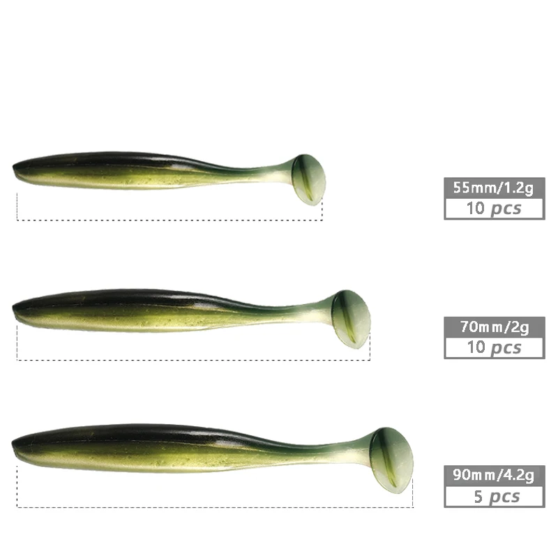 10pcs/Lot Fishing Jig Wobblers Soft Lures 70mm 55mm Easy Shiner Double Color Silicone Artificial Bait Swimbait Carp Bass Tackle