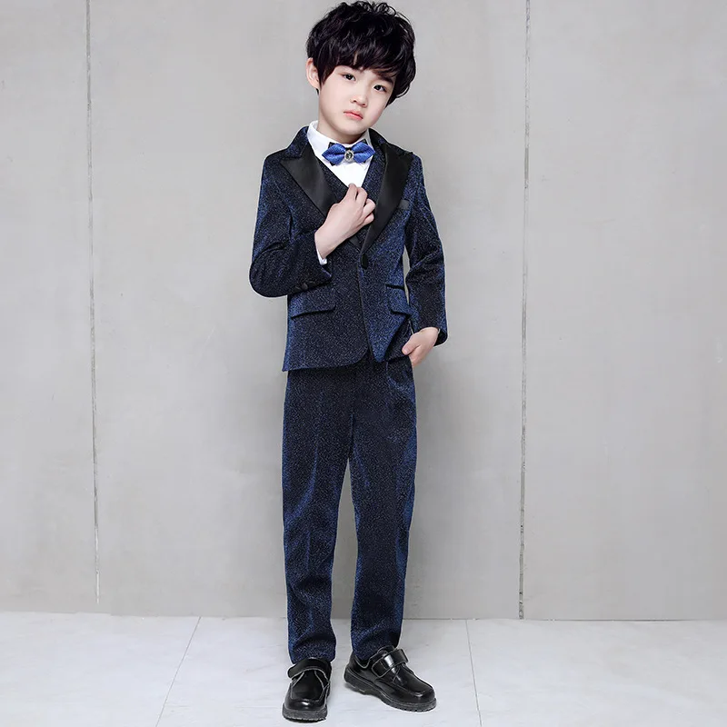 Three Piece Royal Blue Boys Wedding Suits Flower Children Formal Party Tuxedos(Jacket+ Pants+ Vest