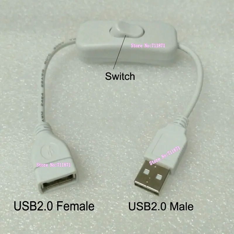 

White With Switch Usb Cable Line Male to Female ON/OFF Usb Extension cord OFF ON Switch Usb Line cable Extend Line